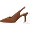 imageMostrin Kitten Heels for Women Slingback Pointed Closed Toe Heels Womens Pumps Shoes for Wedding Party CommutingBrown Suede