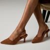 imageMostrin Kitten Heels for Women Slingback Pointed Closed Toe Heels Womens Pumps Shoes for Wedding Party CommutingBrown Suede