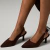 imageMostrin Kitten Heels for Women Slingback Pointed Closed Toe Heels Womens Pumps Shoes for Wedding Party CommutingDark Brown Suede