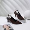imageMostrin Kitten Heels for Women Slingback Pointed Closed Toe Heels Womens Pumps Shoes for Wedding Party CommutingDark Brown Suede