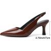 imageMostrin Kitten Heels for Women Slingback Pointed Closed Toe Heels Womens Pumps Shoes for Wedding Party CommutingPatent Brown