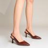 imageMostrin Kitten Heels for Women Slingback Pointed Closed Toe Heels Womens Pumps Shoes for Wedding Party CommutingPatent Brown