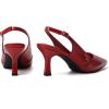 imageMostrin Kitten Heels for Women Slingback Pointed Closed Toe Heels Womens Pumps Shoes for Wedding Party CommutingPatent Red