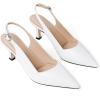 imageMostrin Kitten Heels for Women Slingback Pointed Closed Toe Heels Womens Pumps Shoes for Wedding Party CommutingWhite
