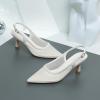 imageMostrin Kitten Heels for Women Slingback Pointed Closed Toe Heels Womens Pumps Shoes for Wedding Party CommutingWhite Mesh