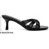 imageMostrin Strappy Kitten Heels for Women Round Open Toe Flip Flops Slip On Mules Heels Fashion Thong Heeled Sandals for Party Wedding HolidayBlack