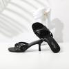 imageMostrin Strappy Kitten Heels for Women Round Open Toe Flip Flops Slip On Mules Heels Fashion Thong Heeled Sandals for Party Wedding HolidayBlack