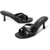 imageMostrin Strappy Kitten Heels for Women Round Open Toe Flip Flops Slip On Mules Heels Fashion Thong Heeled Sandals for Party Wedding HolidayBlack