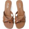 imageMostrin Strappy Kitten Heels for Women Round Open Toe Flip Flops Slip On Mules Heels Fashion Thong Heeled Sandals for Party Wedding HolidayBrown
