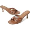 imageMostrin Strappy Kitten Heels for Women Round Open Toe Flip Flops Slip On Mules Heels Fashion Thong Heeled Sandals for Party Wedding HolidayBrown