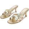 imageMostrin Strappy Kitten Heels for Women Round Open Toe Flip Flops Slip On Mules Heels Fashion Thong Heeled Sandals for Party Wedding HolidayGold