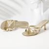 imageMostrin Strappy Kitten Heels for Women Round Open Toe Flip Flops Slip On Mules Heels Fashion Thong Heeled Sandals for Party Wedding HolidayGold