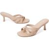 imageMostrin Strappy Kitten Heels for Women Round Open Toe Flip Flops Slip On Mules Heels Fashion Thong Heeled Sandals for Party Wedding HolidayNude