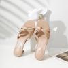 imageMostrin Strappy Kitten Heels for Women Round Open Toe Flip Flops Slip On Mules Heels Fashion Thong Heeled Sandals for Party Wedding HolidayNude