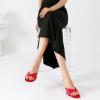 imageMostrin Strappy Kitten Heels for Women Round Open Toe Flip Flops Slip On Mules Heels Fashion Thong Heeled Sandals for Party Wedding HolidayRed