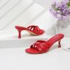 imageMostrin Strappy Kitten Heels for Women Round Open Toe Flip Flops Slip On Mules Heels Fashion Thong Heeled Sandals for Party Wedding HolidayRed