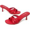 imageMostrin Strappy Kitten Heels for Women Round Open Toe Flip Flops Slip On Mules Heels Fashion Thong Heeled Sandals for Party Wedding HolidayRed