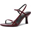 imageMostrin Heels for Women Strappy Sandals Square Open Toe High Heel Sandals Ankle Strap Stiletto Heels for Party WeddingBurgundy 05