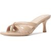 imageMostrin Strappy Kitten Heels for Women Round Open Toe Flip Flops Slip On Mules Heels Fashion Thong Heeled Sandals for Party Wedding HolidayNude
