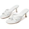 imageMostrin Strappy Kitten Heels for Women Round Open Toe Flip Flops Slip On Mules Heels Fashion Thong Heeled Sandals for Party Wedding HolidayWhite