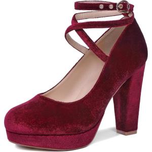 imageMostrin Fashion Vintage Womens Small Bowtie Platform Pumps Ladies Sexy High Heeled ShoesBurgundy 2501