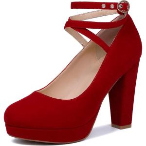 imageMostrin Fashion Vintage Womens Small Bowtie Platform Pumps Ladies Sexy High Heeled ShoesRed 2501