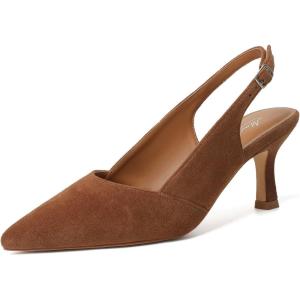 imageMostrin Kitten Heels for Women Slingback Pointed Closed Toe Heels Womens Pumps Shoes for Wedding Party CommutingBrown Suede