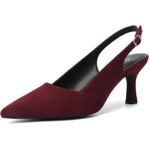 imageMostrin Kitten Heels for Women Slingback Pointed Closed Toe Heels Womens Pumps Shoes for Wedding Party CommutingBurgundy Suede