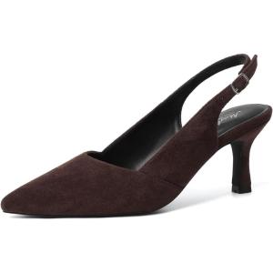 imageMostrin Kitten Heels for Women Slingback Pointed Closed Toe Heels Womens Pumps Shoes for Wedding Party CommutingDark Brown Suede