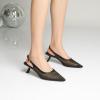 imageMostrin Kitten Heels for Women Pointed Toe Pumps Patent Leather Low Heel Slingback Heels with Buckle Dress Shoes for Dating Party WorkingBlack Mesh 06