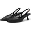 imageMostrin Kitten Heels for Women Pointed Toe Pumps Patent Leather Low Heel Slingback Heels with Buckle Dress Shoes for Dating Party WorkingBlack Mesh 06