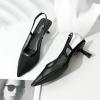 imageMostrin Kitten Heels for Women Pointed Toe Pumps Patent Leather Low Heel Slingback Heels with Buckle Dress Shoes for Dating Party WorkingBlack Mesh 06