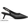 imageMostrin Kitten Heels for Women Pointed Toe Pumps Patent Leather Low Heel Slingback Heels with Buckle Dress Shoes for Dating Party WorkingBlack Mesh 06