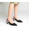 imageMostrin Kitten Heels for Women Pointed Toe Pumps Patent Leather Low Heel Slingback Heels with Buckle Dress Shoes for Dating Party WorkingBlack Suede 06