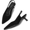 imageMostrin Kitten Heels for Women Pointed Toe Pumps Patent Leather Low Heel Slingback Heels with Buckle Dress Shoes for Dating Party WorkingBlack Suede 06