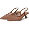 imageMostrin Kitten Heels for Women Pointed Toe Pumps Patent Leather Low Heel Slingback Heels with Buckle Dress Shoes for Dating Party WorkingBrown Mesh 06