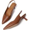 imageMostrin Kitten Heels for Women Pointed Toe Pumps Patent Leather Low Heel Slingback Heels with Buckle Dress Shoes for Dating Party WorkingBrown Pu 06