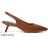 imageMostrin Kitten Heels for Women Pointed Toe Pumps Patent Leather Low Heel Slingback Heels with Buckle Dress Shoes for Dating Party WorkingBrown Pu 06