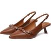 imageMostrin Kitten Heels for Women Pointed Toe Pumps Patent Leather Low Heel Slingback Heels with Buckle Dress Shoes for Dating Party WorkingBrown03