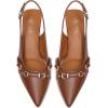 imageMostrin Kitten Heels for Women Pointed Toe Pumps Patent Leather Low Heel Slingback Heels with Buckle Dress Shoes for Dating Party WorkingBrown03