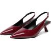 imageMostrin Kitten Heels for Women Pointed Toe Pumps Patent Leather Low Heel Slingback Heels with Buckle Dress Shoes for Dating Party WorkingBurgundy 06