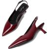 imageMostrin Kitten Heels for Women Pointed Toe Pumps Patent Leather Low Heel Slingback Heels with Buckle Dress Shoes for Dating Party WorkingBurgundy 06