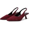 imageMostrin Kitten Heels for Women Pointed Toe Pumps Patent Leather Low Heel Slingback Heels with Buckle Dress Shoes for Dating Party WorkingBurgundy Suede 06