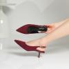 imageMostrin Kitten Heels for Women Pointed Toe Pumps Patent Leather Low Heel Slingback Heels with Buckle Dress Shoes for Dating Party WorkingBurgundy Suede 06