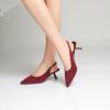imageMostrin Kitten Heels for Women Pointed Toe Pumps Patent Leather Low Heel Slingback Heels with Buckle Dress Shoes for Dating Party WorkingBurgundy Suede 06