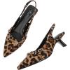 imageMostrin Kitten Heels for Women Pointed Toe Pumps Patent Leather Low Heel Slingback Heels with Buckle Dress Shoes for Dating Party WorkingFabric Leopard03