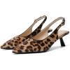 imageMostrin Kitten Heels for Women Pointed Toe Pumps Patent Leather Low Heel Slingback Heels with Buckle Dress Shoes for Dating Party WorkingLeopard Suede 06