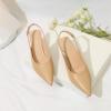 imageMostrin Kitten Heels for Women Pointed Toe Pumps Patent Leather Low Heel Slingback Heels with Buckle Dress Shoes for Dating Party WorkingNude 06