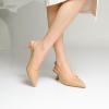 imageMostrin Kitten Heels for Women Pointed Toe Pumps Patent Leather Low Heel Slingback Heels with Buckle Dress Shoes for Dating Party WorkingNude 06