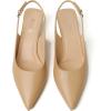 imageMostrin Kitten Heels for Women Pointed Toe Pumps Patent Leather Low Heel Slingback Heels with Buckle Dress Shoes for Dating Party WorkingNude 06